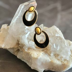 Vintage Gold Plate + Enamel Door Knocker Earrings by Napier